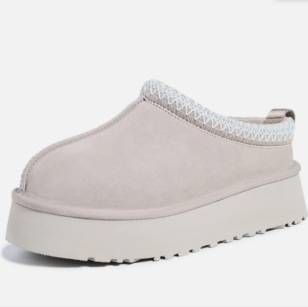Women's Platform Anti Slip Slippers Faux Sherpa Slip On Shoes 10